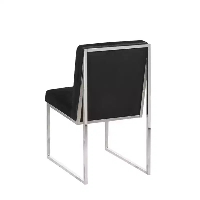 Set of 2 Modern Dining Chairs – Chrome-Finished Frame, Black