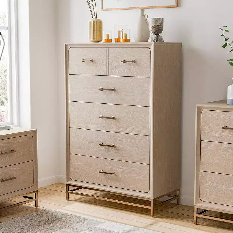 HOMES: Inside + Out Neovesi Chest Boho 5 Drawer Oak