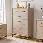 HOMES: Inside + Out Neovesi Chest Boho 5 Drawer Oak