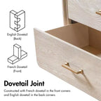 Cassettiera boho a 5 cassetti in legno massiccio – Finitura rovere con cassetti rivestiti in cedro