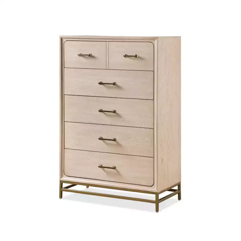 Boho 5-Drawer Solid Wood Chest – Oak Finish with Cedar-Lined Drawers