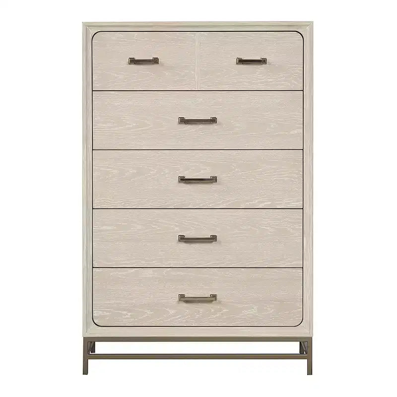 Boho 5-Drawer Solid Wood Chest – Oak Finish with Cedar-Lined Drawers