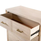 Cassettiera boho a 5 cassetti in legno massiccio – Finitura rovere con cassetti rivestiti in cedro
