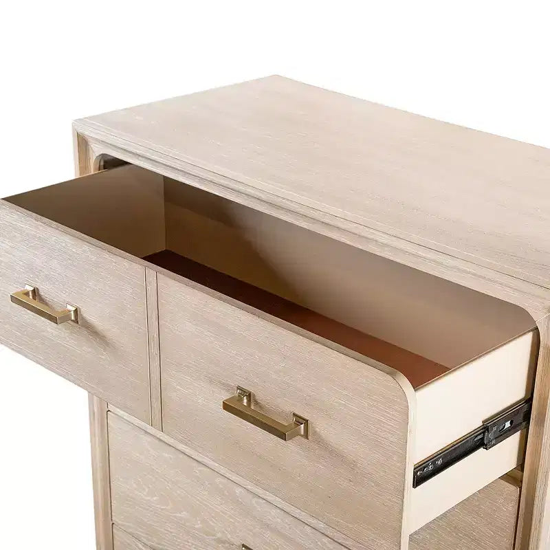 Boho 5-Drawer Solid Wood Chest – Oak Finish with Cedar-Lined Drawers