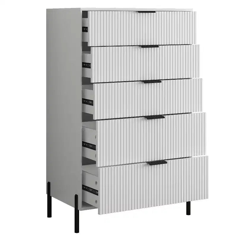 4-Piece Modern Bedroom Set – Chest, Dresser & 2 Nightstands, Off-White
