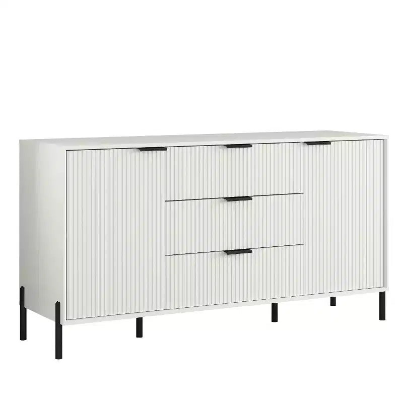 4-Piece Modern Bedroom Set – Chest, Dresser & 2 Nightstands, Off-White