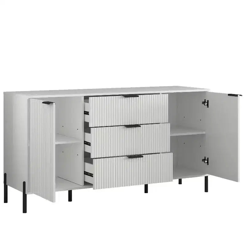 4-Piece Modern Bedroom Set – Chest, Dresser & 2 Nightstands, Off-White