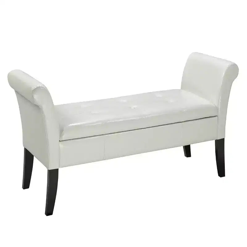 Brassex Albus Tufted Accent Bench with Storage Expresso