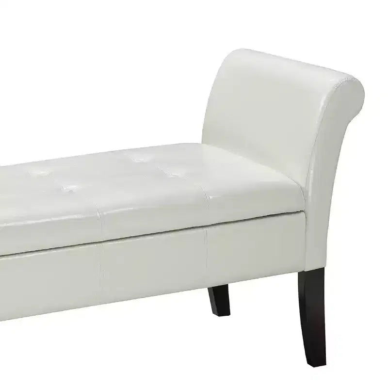 Tufted Accent Storage Bench – Espresso, Slim Profile with Splayed Legs
