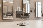Chromium Brooklyn Professional Salon Styling Chair with High Density Foam Cushions and Steel Construction for Hair Cutting, Styling, and Perms, Gray