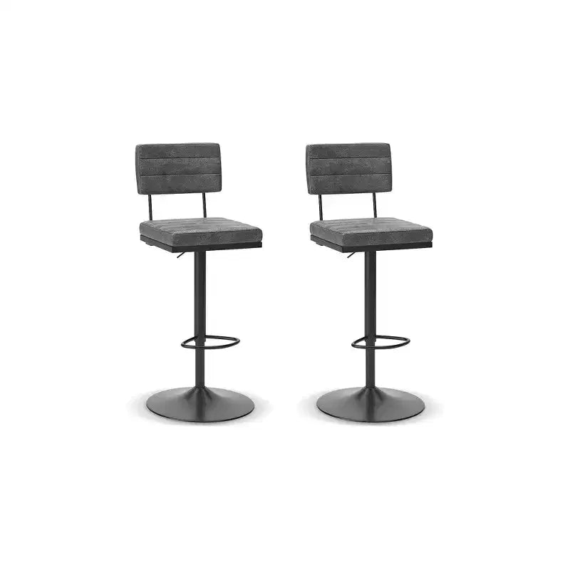 Signature Design by Ashley Furniture Strumford Bar Height Swivel Barstool, Set of 2, Gray/Black
