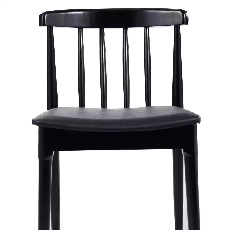 Emma and Oliver Set of 2 Solid Wood Dining Chairs with Spindle Backrests and Vinyl Seats
