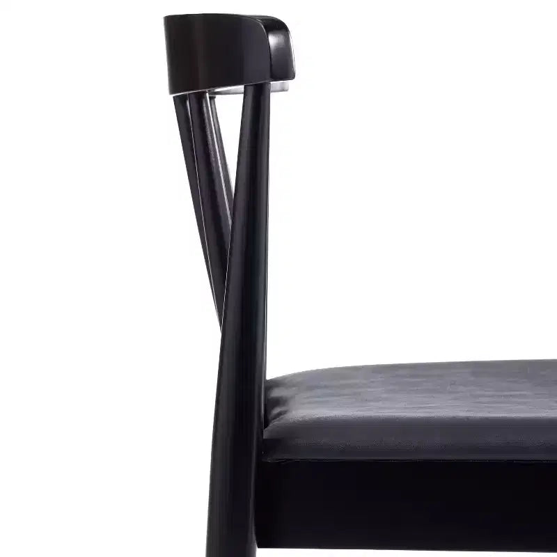 Emma and Oliver Set of 2 Solid Wood Dining Chairs with Spindle Backrests and Vinyl Seats