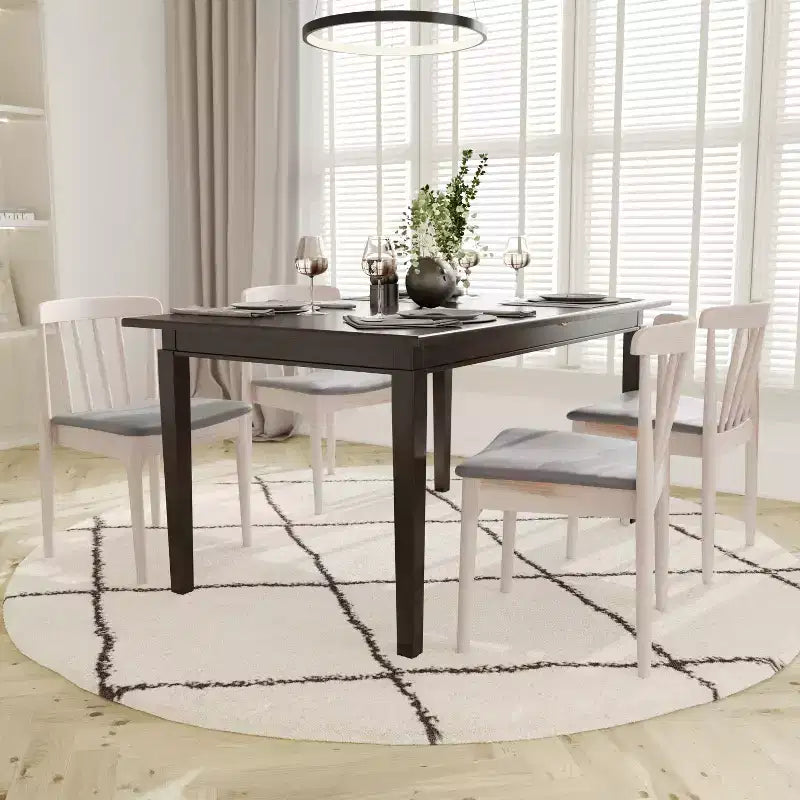 Emma and Oliver Set of 2 Solid Wood Dining Chairs with Spindle Backrests and Vinyl Seats
