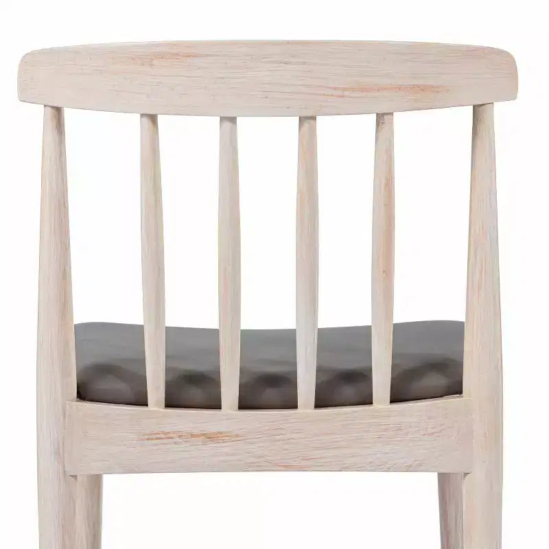 Emma and Oliver Set of 2 Solid Wood Dining Chairs with Spindle Backrests and Vinyl Seats