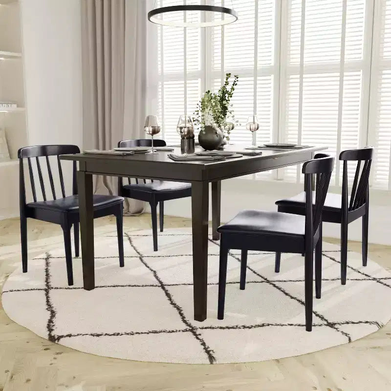 Emma and Oliver Set of 2 Solid Wood Dining Chairs with Spindle Backrests and Vinyl Seats