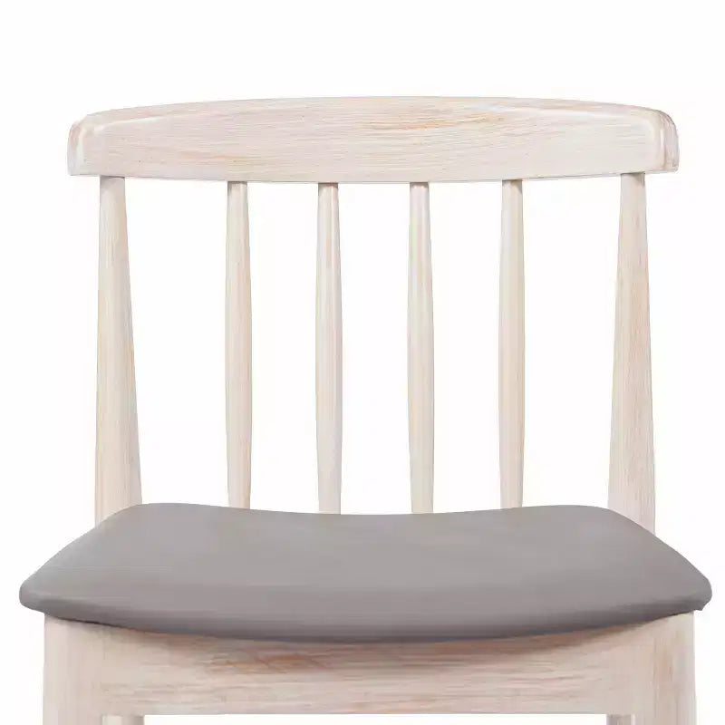 Emma and Oliver Set of 2 Solid Wood Dining Chairs with Spindle Backrests and Vinyl Seats