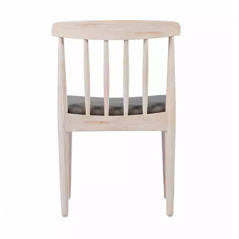 Emma and Oliver Set of 2 Solid Wood Dining Chairs with Spindle Backrests and Vinyl Seats