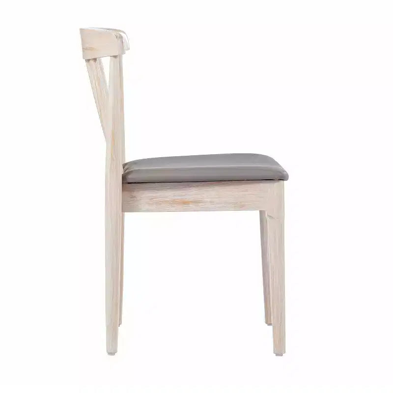 Emma and Oliver Set of 2 Solid Wood Dining Chairs with Spindle Backrests and Vinyl Seats