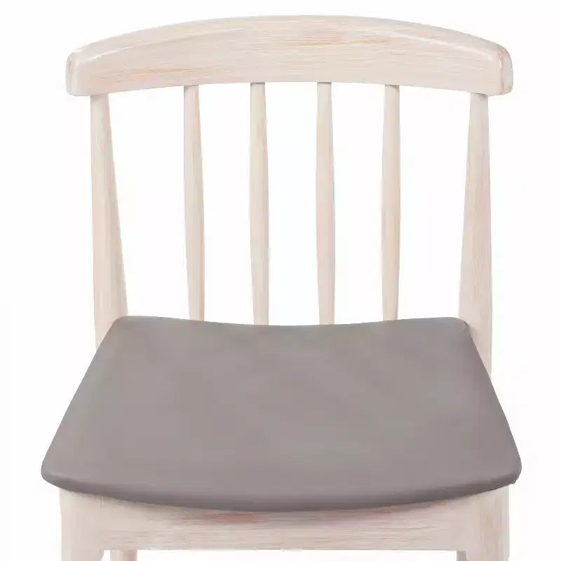 Emma and Oliver Set of 2 Solid Wood Dining Chairs with Spindle Backrests and Vinyl Seats