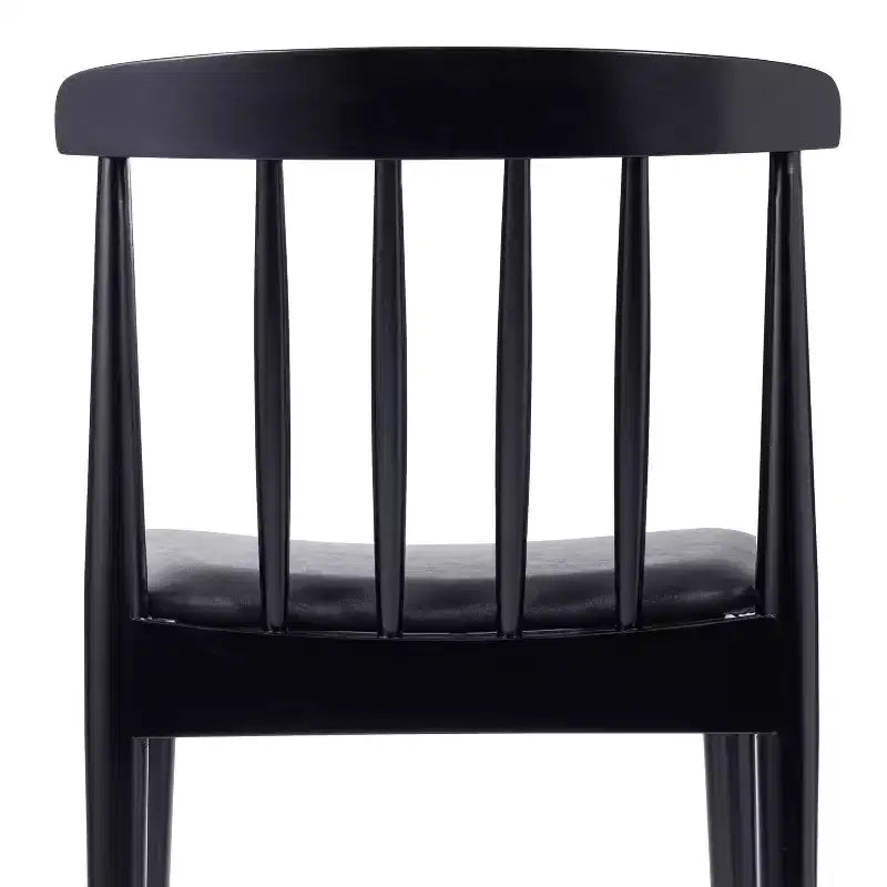 Emma and Oliver Set of 2 Solid Wood Dining Chairs with Spindle Backrests and Vinyl Seats