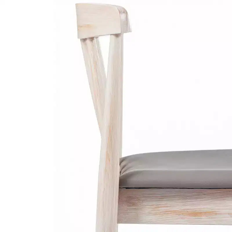 Emma and Oliver Set of 2 Solid Wood Dining Chairs with Spindle Backrests and Vinyl Seats