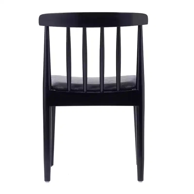 Emma and Oliver Set of 2 Solid Wood Dining Chairs with Spindle Backrests and Vinyl Seats