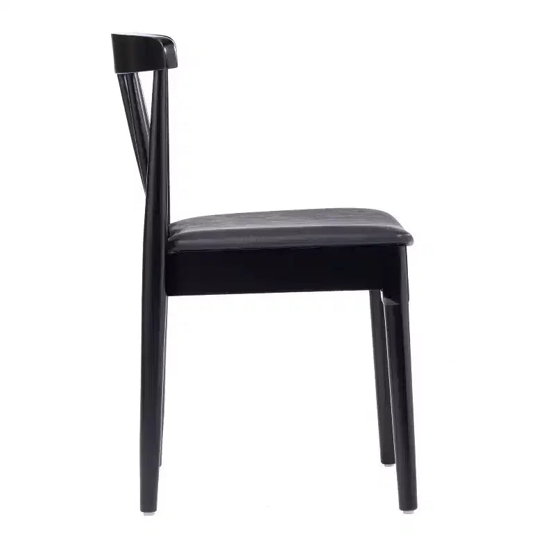 Emma and Oliver Set of 2 Solid Wood Dining Chairs with Spindle Backrests and Vinyl Seats