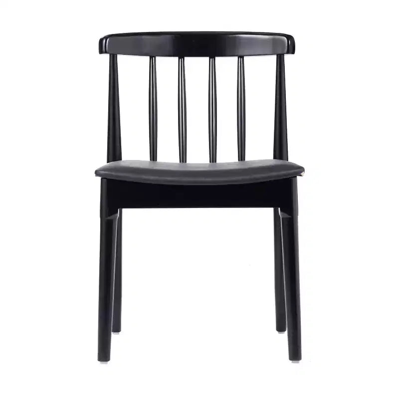Emma and Oliver Set of 2 Solid Wood Dining Chairs with Spindle Backrests and Vinyl Seats