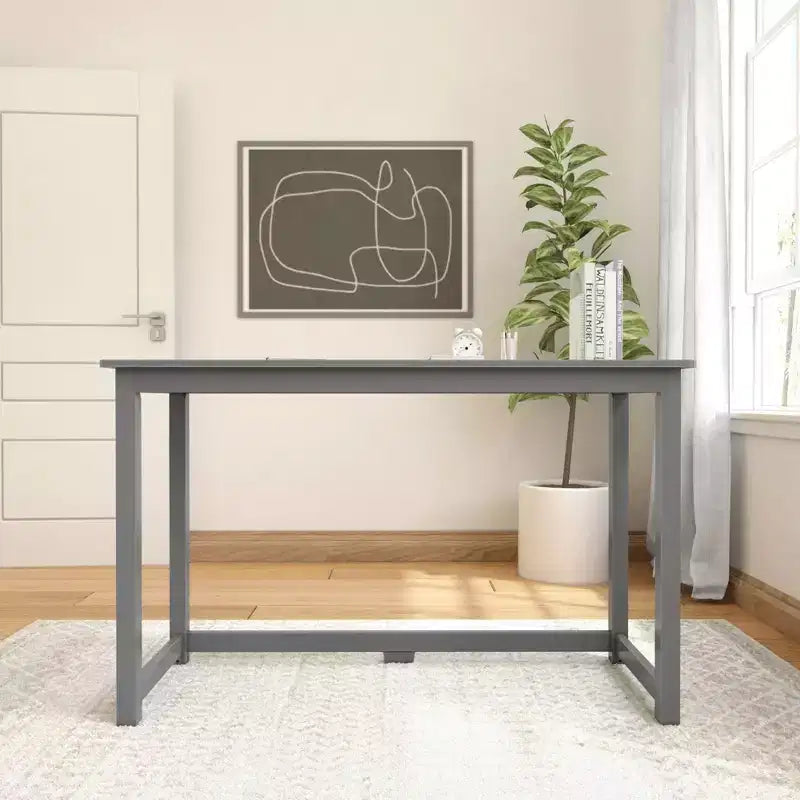 Plank+Beam Solid Wood Writing Desk, Simple Desk for Bedroom, Home Office Study Desk, 47.25