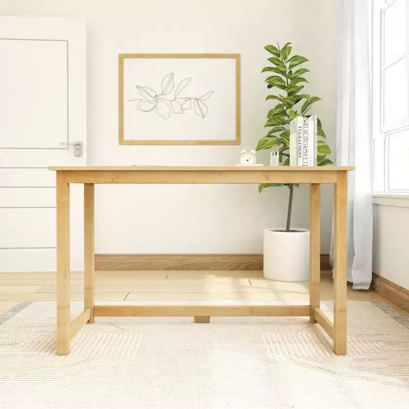 Plank+Beam Solid Wood Writing Desk, Simple Desk for Bedroom, Home Office Study Desk, 47.25