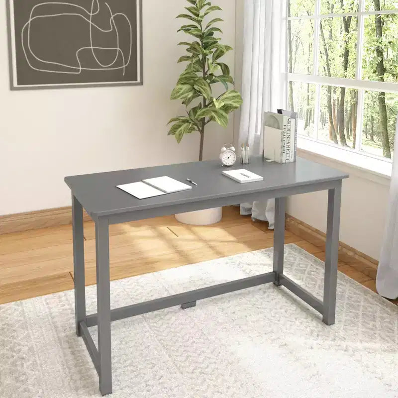 Plank+Beam Solid Wood Writing Desk, Simple Desk for Bedroom, Home Office Study Desk, 47.25
