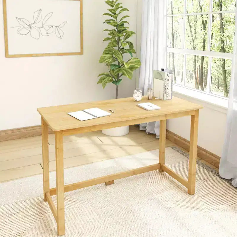 Plank+Beam Solid Wood Writing Desk, Simple Desk for Bedroom, Home Office Study Desk, 47.25