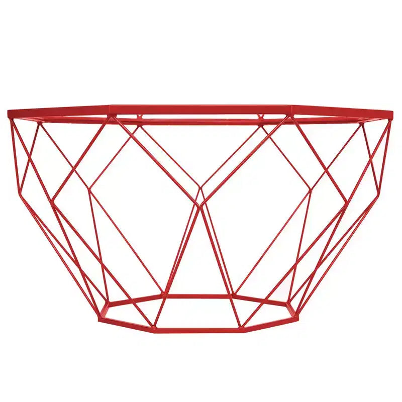 LeisureMod Malibu Modern 31 Octagon Coffee Table with Glass Top and Geometric Wire Frame for Living Room or Small Spaces
