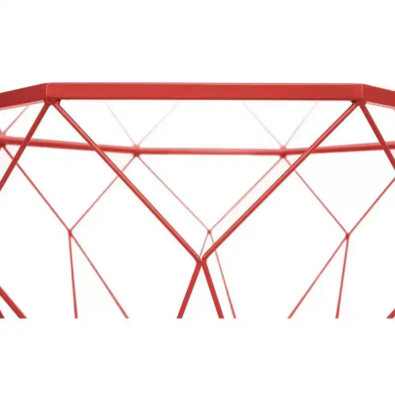 LeisureMod Malibu Modern 31 Octagon Coffee Table with Glass Top and Geometric Wire Frame for Living Room or Small Spaces