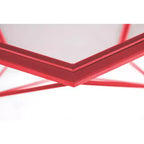 Tavolino da caffè ottagonale da 31" con piano in vetro e base geometrica in filo metallico