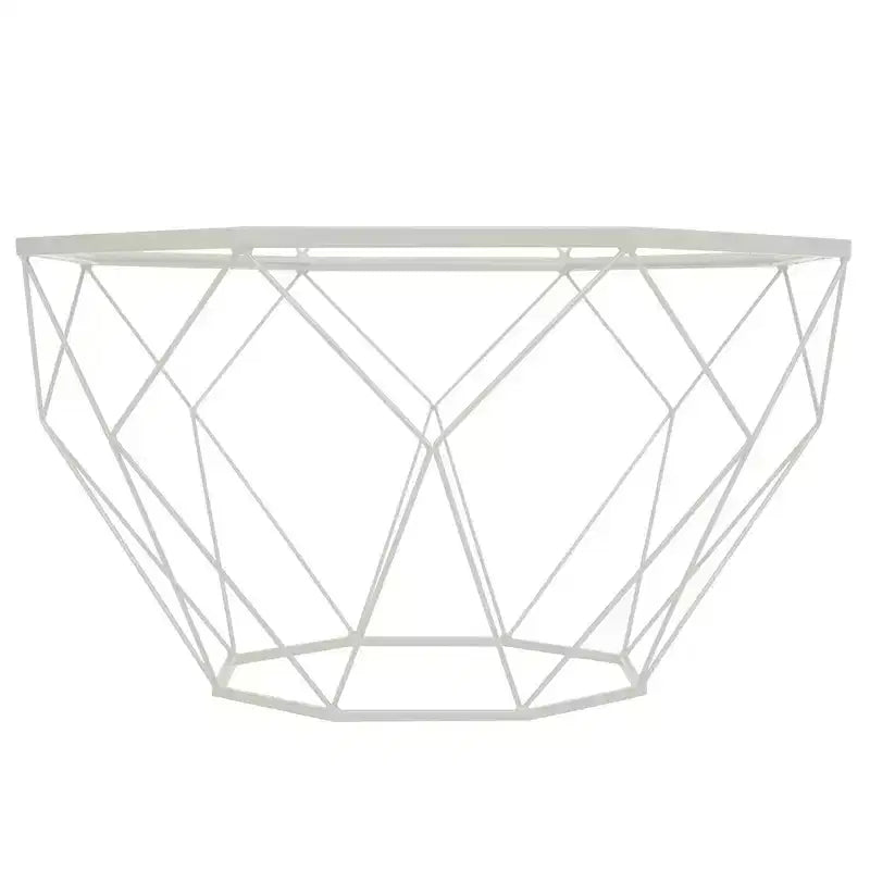 LeisureMod Malibu Modern 31 Octagon Coffee Table with Glass Top and Geometric Wire Frame for Living Room or Small Spaces