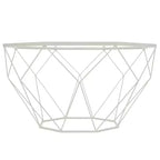 Tavolino da caffè ottagonale da 31" con piano in vetro e base geometrica in filo metallico