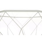 Tavolino da caffè ottagonale da 31" con piano in vetro e base geometrica in filo metallico