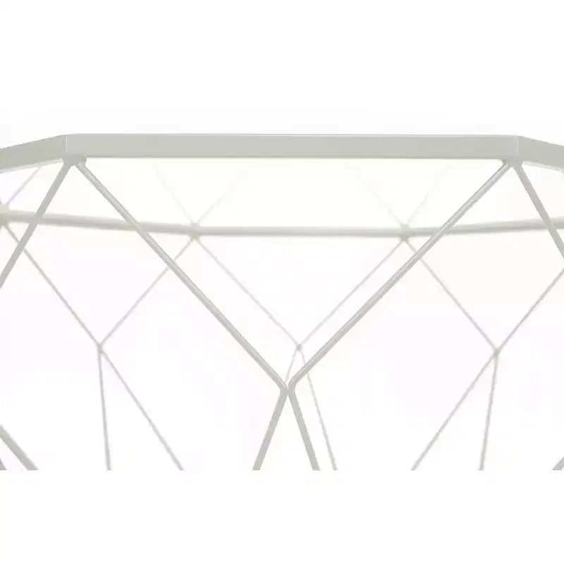 LeisureMod Malibu Modern 31 Octagon Coffee Table with Glass Top and Geometric Wire Frame for Living Room or Small Spaces