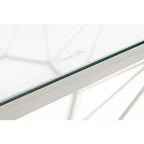 Tavolino da caffè ottagonale da 31" con piano in vetro e base geometrica in filo metallico