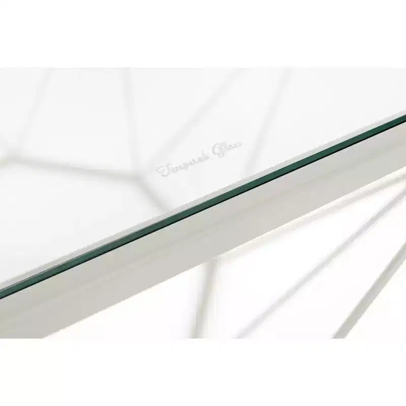 LeisureMod Malibu Modern 31 Octagon Coffee Table with Glass Top and Geometric Wire Frame for Living Room or Small Spaces