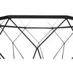 Tavolino da caffè ottagonale da 31" con piano in vetro e base geometrica in filo metallico