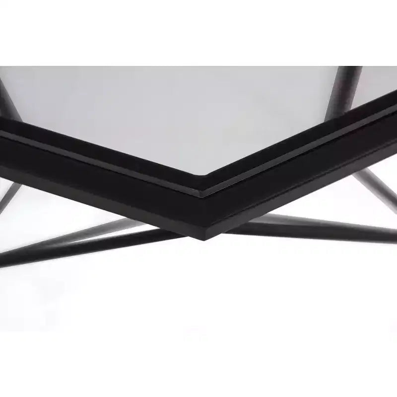 LeisureMod Malibu Modern 31 Octagon Coffee Table with Glass Top and Geometric Wire Frame for Living Room or Small Spaces