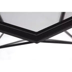 Tavolino da caffè ottagonale da 31" con piano in vetro e base geometrica in filo metallico