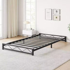 Whizmax 6 Inch Twin Size Metal Platform Bed Frame with Wavy Pattern, Steel Slats Support and Mattress Foundation, Easy Assembly, Black