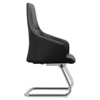 Sedia da ufficio in pelle con base a slitta in ferro moderna – Seduta ergonomica da scrivania e per ospiti