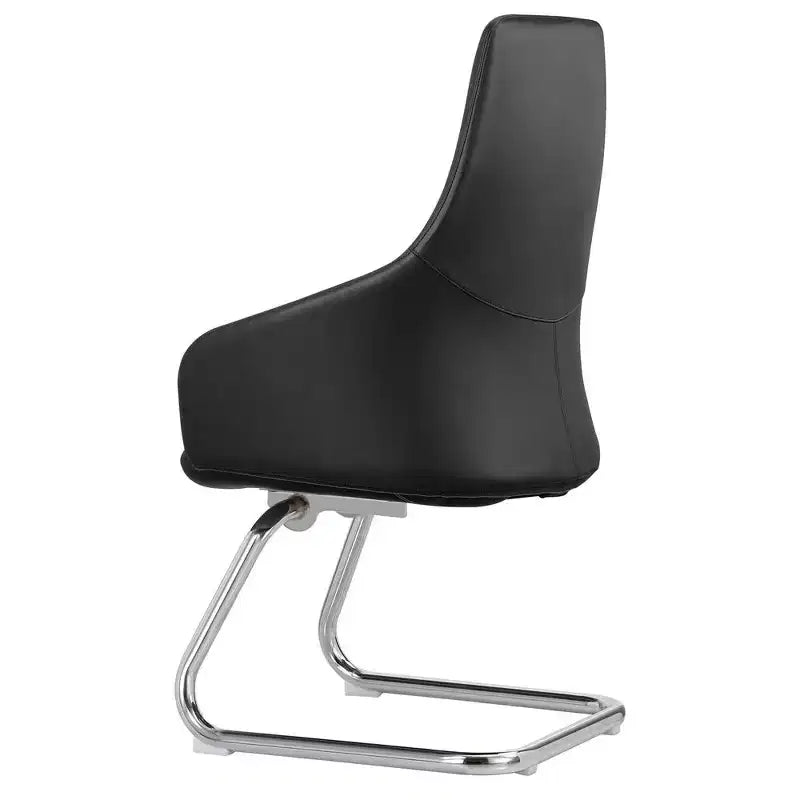 LeisureMod Celeste Leather Office Chair - Modern Iron Sled Base - Ergonomic Desk & Guest Seating for Home Office