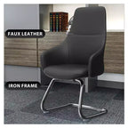 Sedia da ufficio in pelle con base a slitta in ferro moderna – Seduta ergonomica da scrivania e per ospiti
