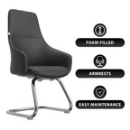 Sedia da ufficio in pelle con base a slitta in ferro moderna – Seduta ergonomica da scrivania e per ospiti